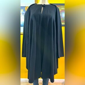 James Peter Women’s Long Black Wool Cape Cloak Poncho